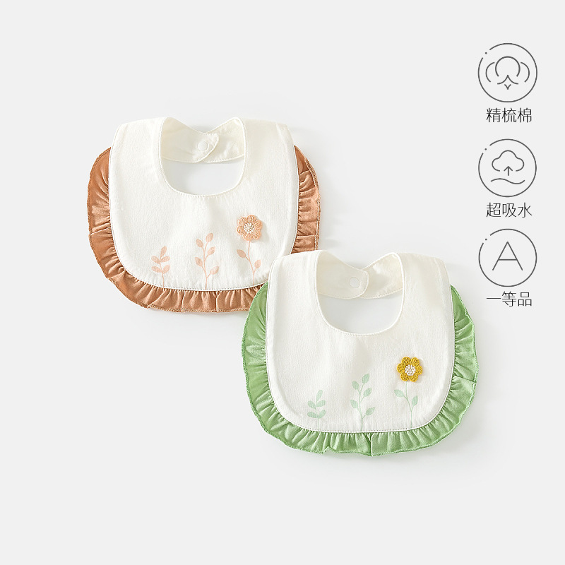 婴儿围嘴宝宝卡通防水围嘴新生儿A类精梳棉口水巾儿童围兜吃饭兜