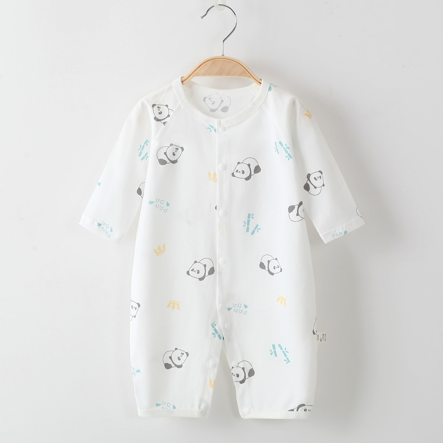 婴儿连体衣夏季薄款新生儿睡衣家居服宝宝纯棉空调服长袖哈衣爬服