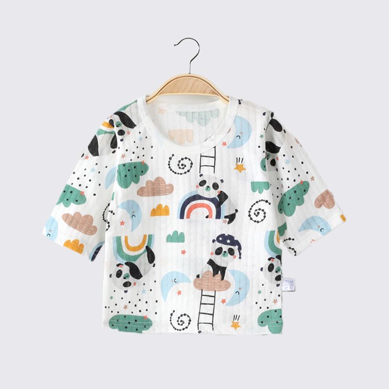 婴幼儿薄款上衣夏季衣服纯棉宝宝中袖睡衣男女童空调服五分袖上衣