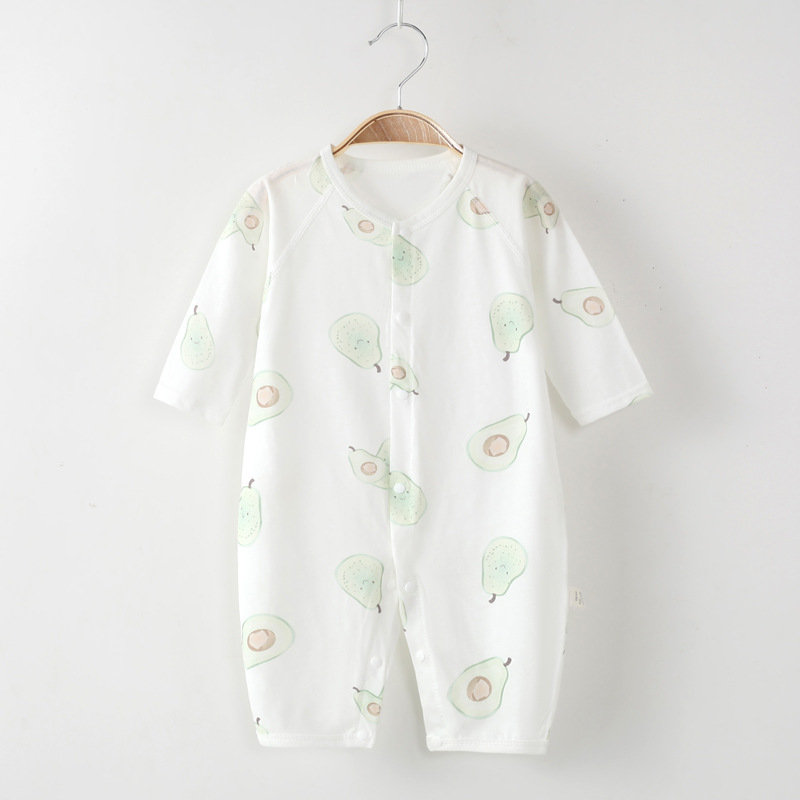婴儿连体衣纯棉空调服哈衣男女宝宝春夏季薄款长袖爬服新生儿睡衣
