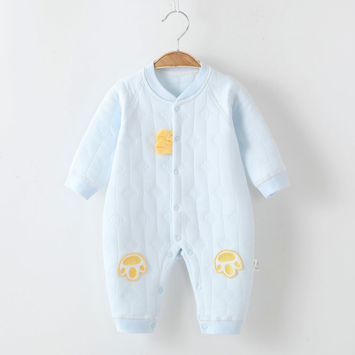 婴儿连体衣春秋纯棉外穿保暖宝宝内衣夹棉哈衣爬服新生儿保暖衣服