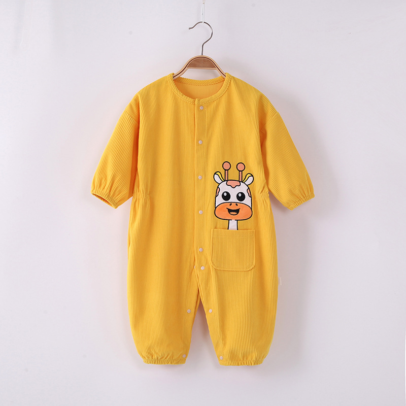 儿童连体罩衣春秋冬款全身防脏透气外穿婴儿爬行服宝宝画画防脏衣