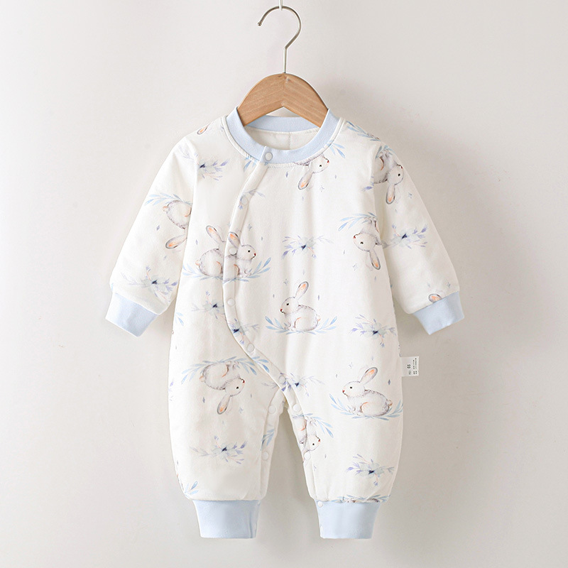 新生儿衣服秋冬120g棉宝宝秋冬季夹棉保暖哈衣外出加厚连体衣服