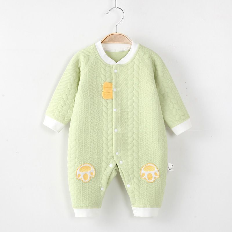 宝宝秋冬季连体衣秋冬婴儿纯棉外出服新生儿哈衣三层保暖爬服衣服