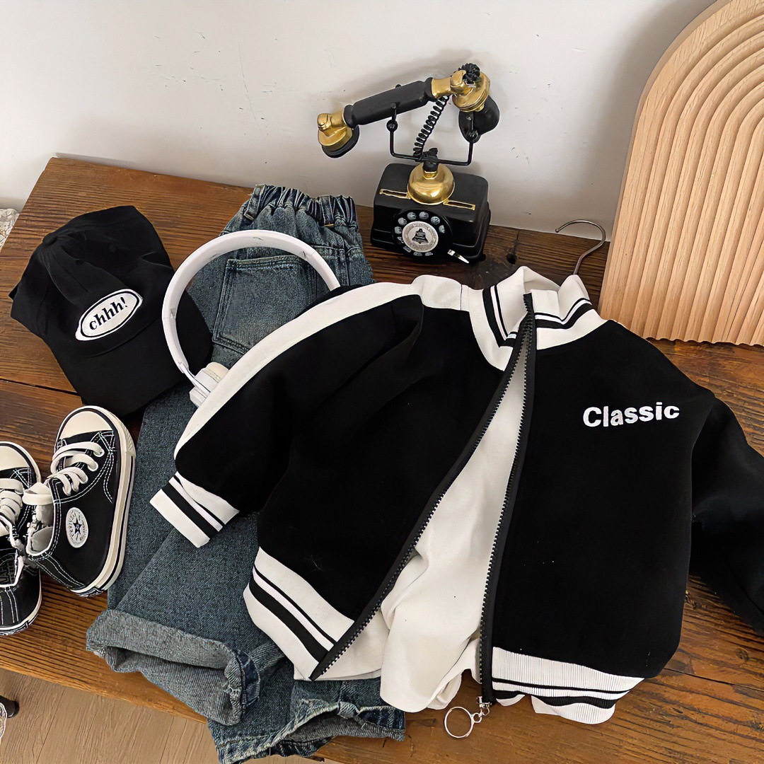 儿童夹克外套棒球服春秋款中小童新款百搭运动服网红款男女童上衣