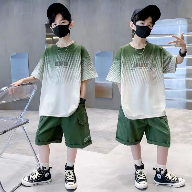 男童短袖套装夏季大童2024新款儿童夏装休闲男孩洋气帅气时髦酷潮