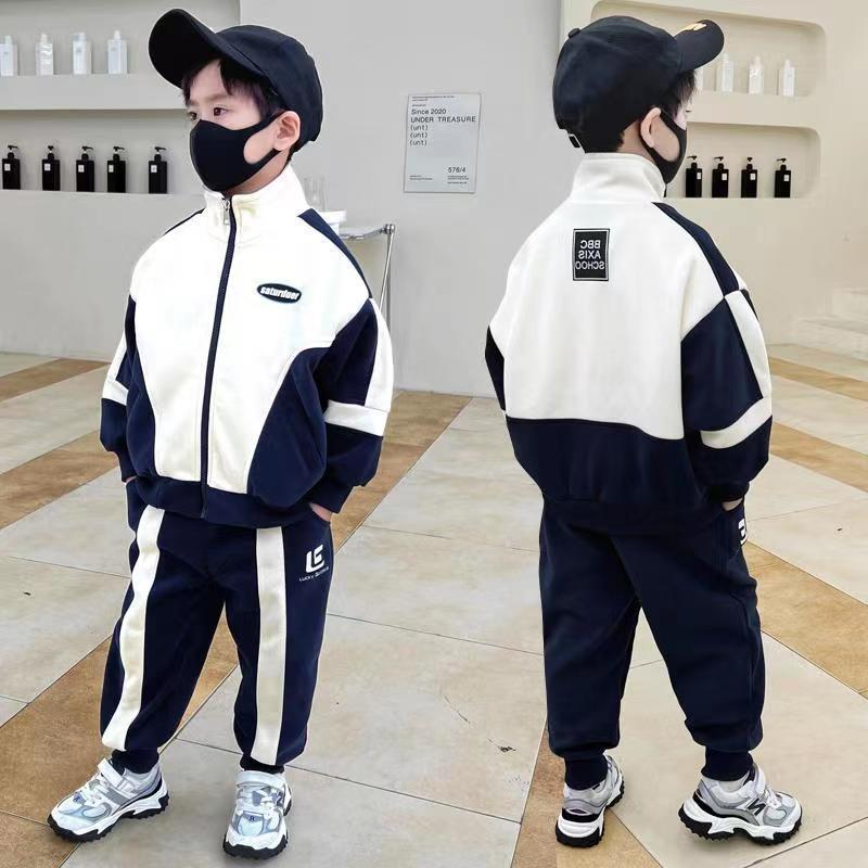 男童套装2024新款洋气男宝宝春装时髦酷帅衣服儿童春秋款炸街童装