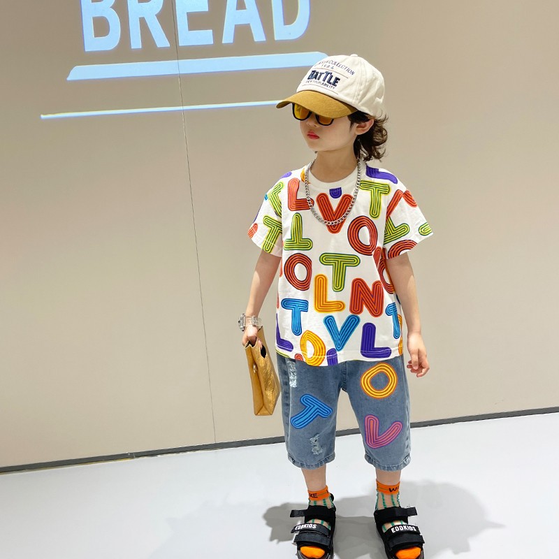 男童夏短袖套装2024新款男宝宝帅气衣服儿童装薄款两件套帅气炸街