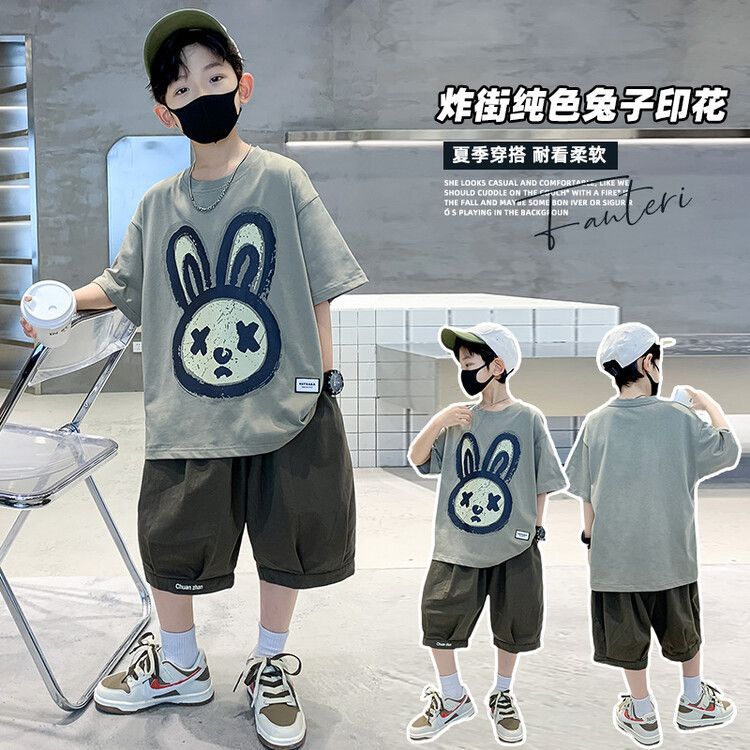 男童夏装套装2024新款中大童男孩时髦休闲夏季运动夏款薄款酷帅气