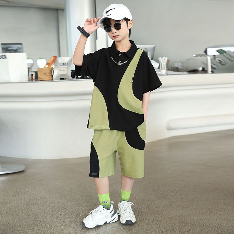 男童夏季套装2024新款中大儿童韩版休闲短袖洋气男孩帅气运动夏装