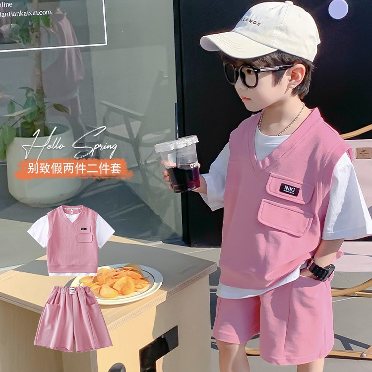 男童夏装套装2025新款儿童短袖夏季帅气网红炸街夏款两件套衣服