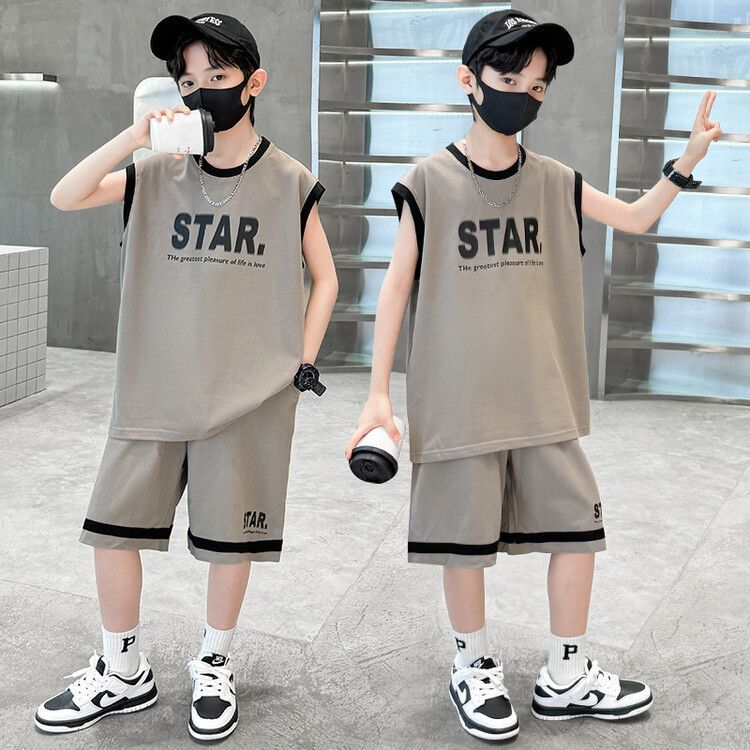 男童夏装套装篮球服2025新款夏季无袖时尚透气儿童夏款运动休闲背