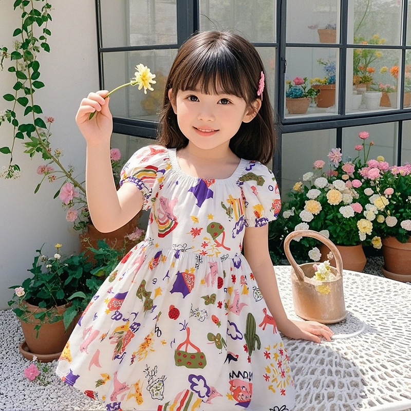 女童连衣裙夏季儿童洋气公主裙中大童夏装裙子小女孩夏天绵绸透气