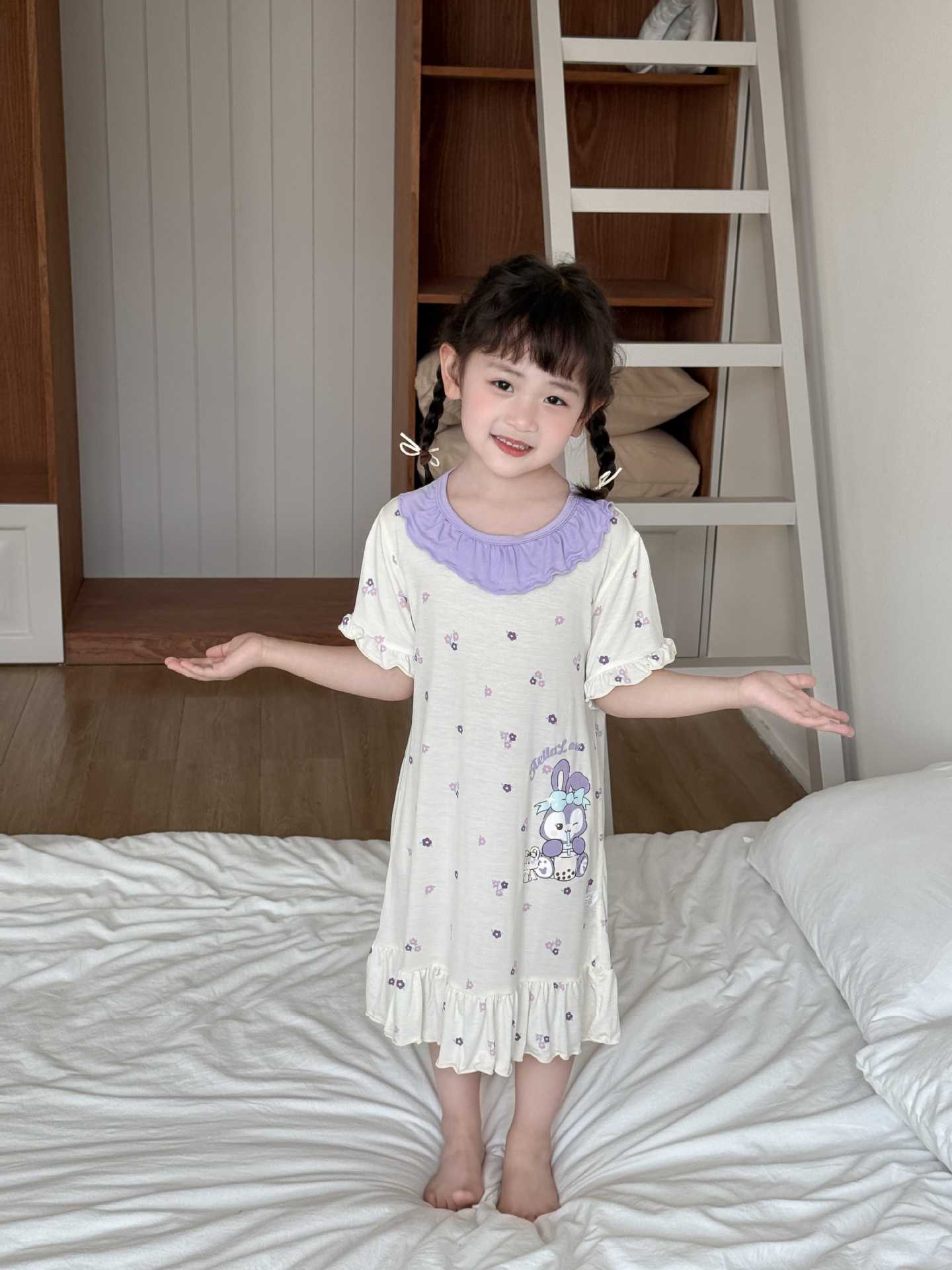 睡裙女童裙短袖连衣裙女孩连衣裙春夏跨境公主裙儿童高级感代发