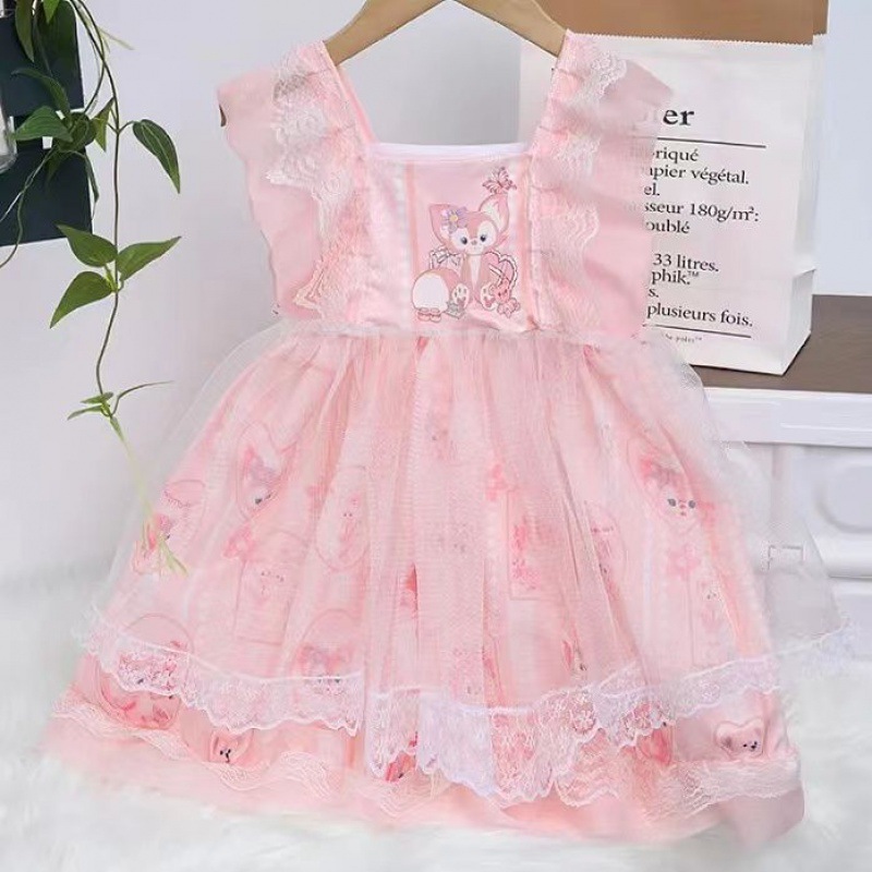 玲娜贝尔裙子星黛露粉色洛丽塔公主裙儿童裙蕾丝花边小童公主裙夏