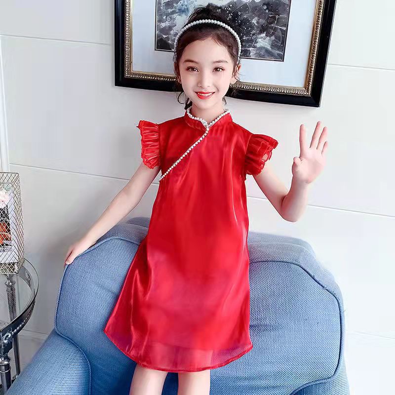 女童旗袍夏季中国风连衣裙新款洋气时尚儿童公主裙汉服小女孩夏装