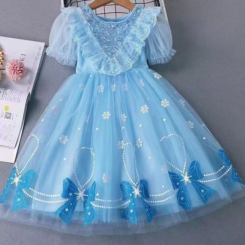 女童公主裙安娜爱洛长发白雪公主贝尔灰姑娘礼服六一儿童演出服装