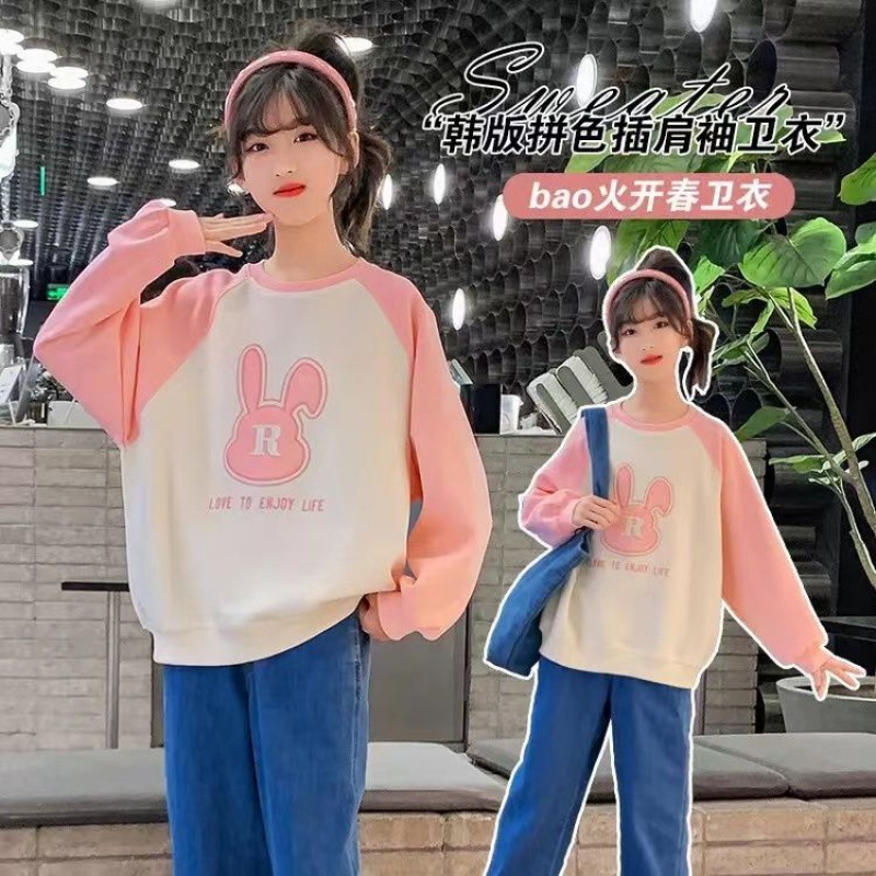 女童卫衣秋冬2022新款洋气儿童韩版网红卡通上衣小女孩圆领打底衫