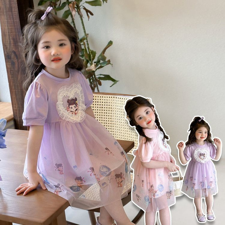 哪吒衣服儿童连衣裙夏季女童裙子2025新款洋气公主裙女宝宝网纱裙