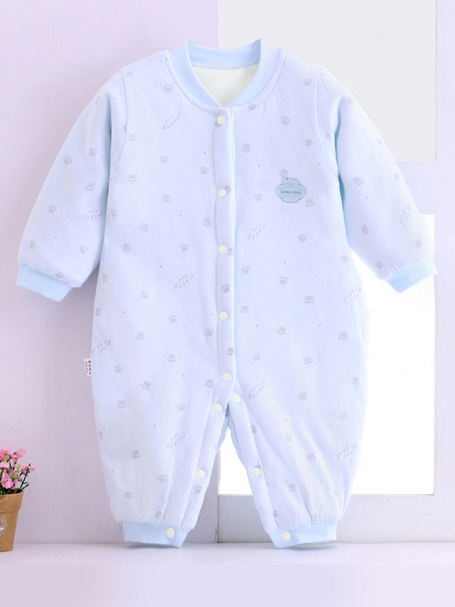 婴儿连体衣秋冬纯棉保暖加厚夹棉衣服新生儿宝宝哈衣爬爬服新款