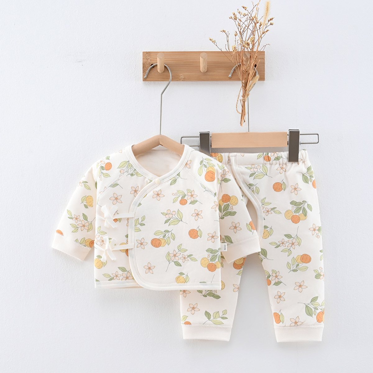 新生婴儿衣服秋冬40g夹棉分体开档套装新生儿宝宝保暖内衣两件套