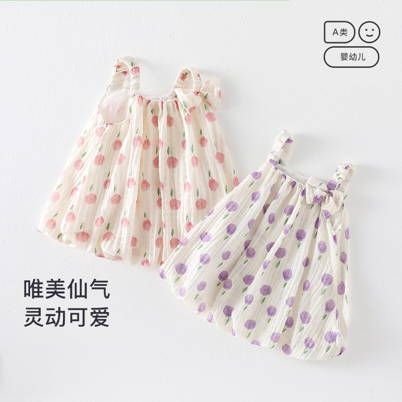 夏季女宝宝连衣裙薄款无袖时尚女童连衣裙透气洋气碎花裙儿童裙