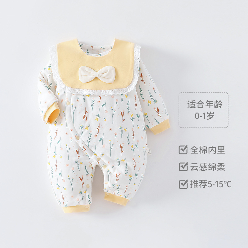 婴儿连体衣棉质春秋保暖冬季夹棉秋季新生儿衣服宝宝加厚冬装哈衣
