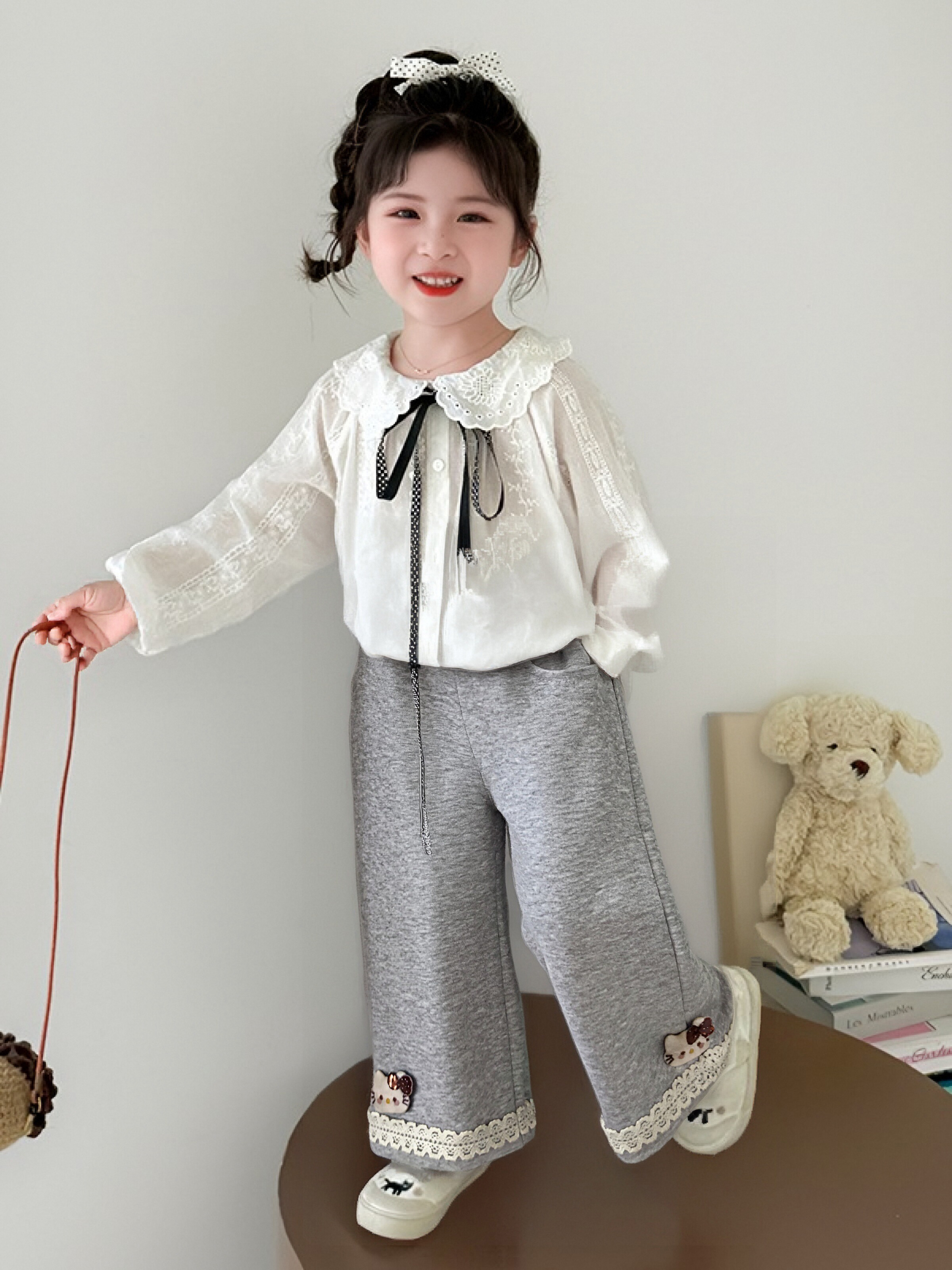 女童裤子春秋款2025新款儿童洋气时髦休闲裤宝宝秋季直筒阔腿长裤