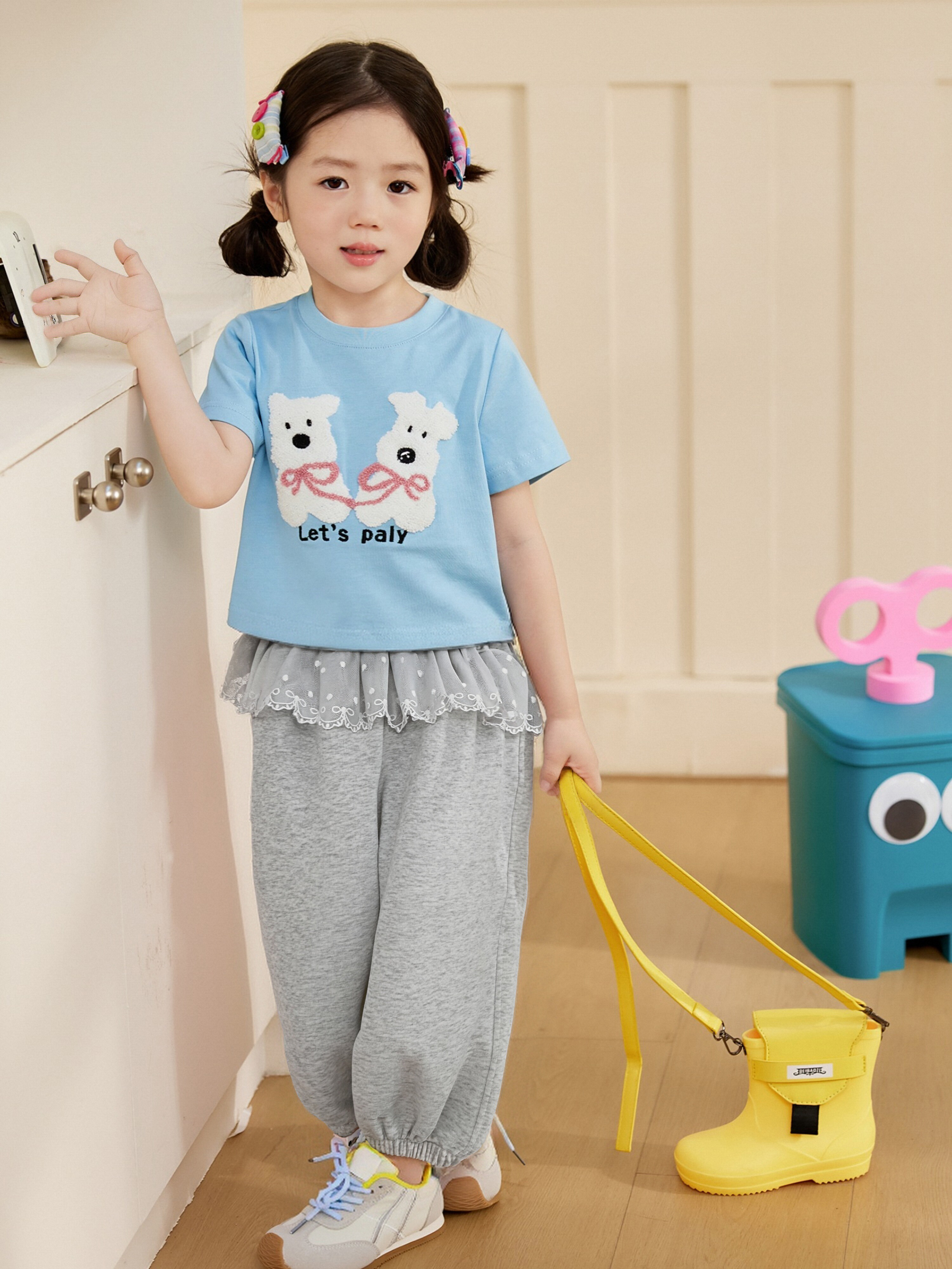 女童运动裤春秋款2025新款小童女孩束脚卫裤女小童秋季休闲裤子
