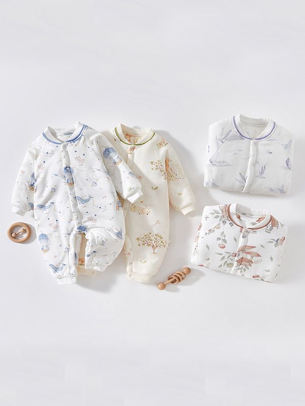 新生婴儿衣服纯棉加厚连体衣宝宝秋冬装衣服薄棉哈衣冬季棉衣