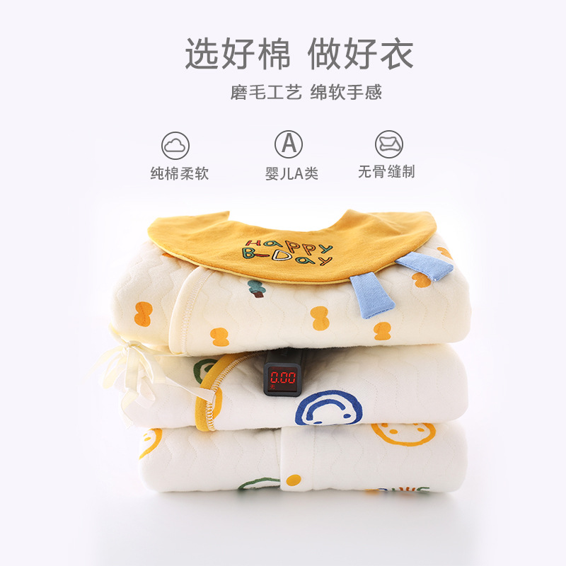 早春婴儿连体衣三层保暖宝宝哈衣秋冬夹棉新生儿衣服爬服睡衣批发