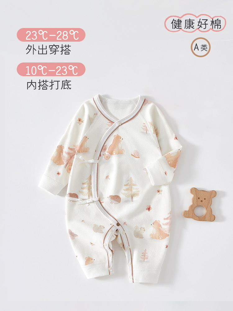 新生儿纯棉连体衣婴儿和尚服初生宝宝春秋季衣服哈衣睡衣